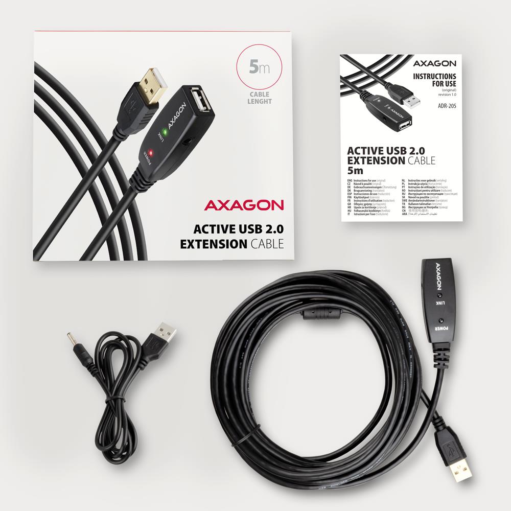 CABLE USB2.0 A-M/A-F ACTIVE/5M ADR-205 AXAGON