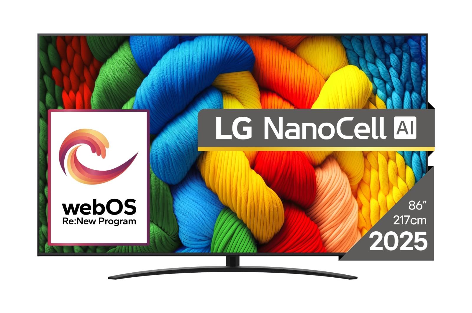 TV Set LG 86" 4K/Smart 3840x2160 Wireless LAN Bluetooth webOS Black 86NANO81A3A