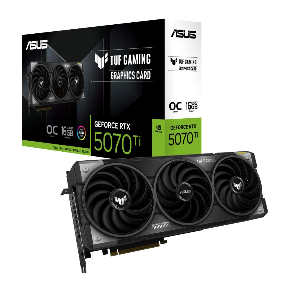 Graphics Card ASUS NVIDIA GeForce RTX 5070 Ti 16 GB GDDR7 256 bit PCIE 5.0 16x Triple slot Fansink 2xHDMI 2xDisplayPort TUF-RTX5070TI-O16G-GAMING