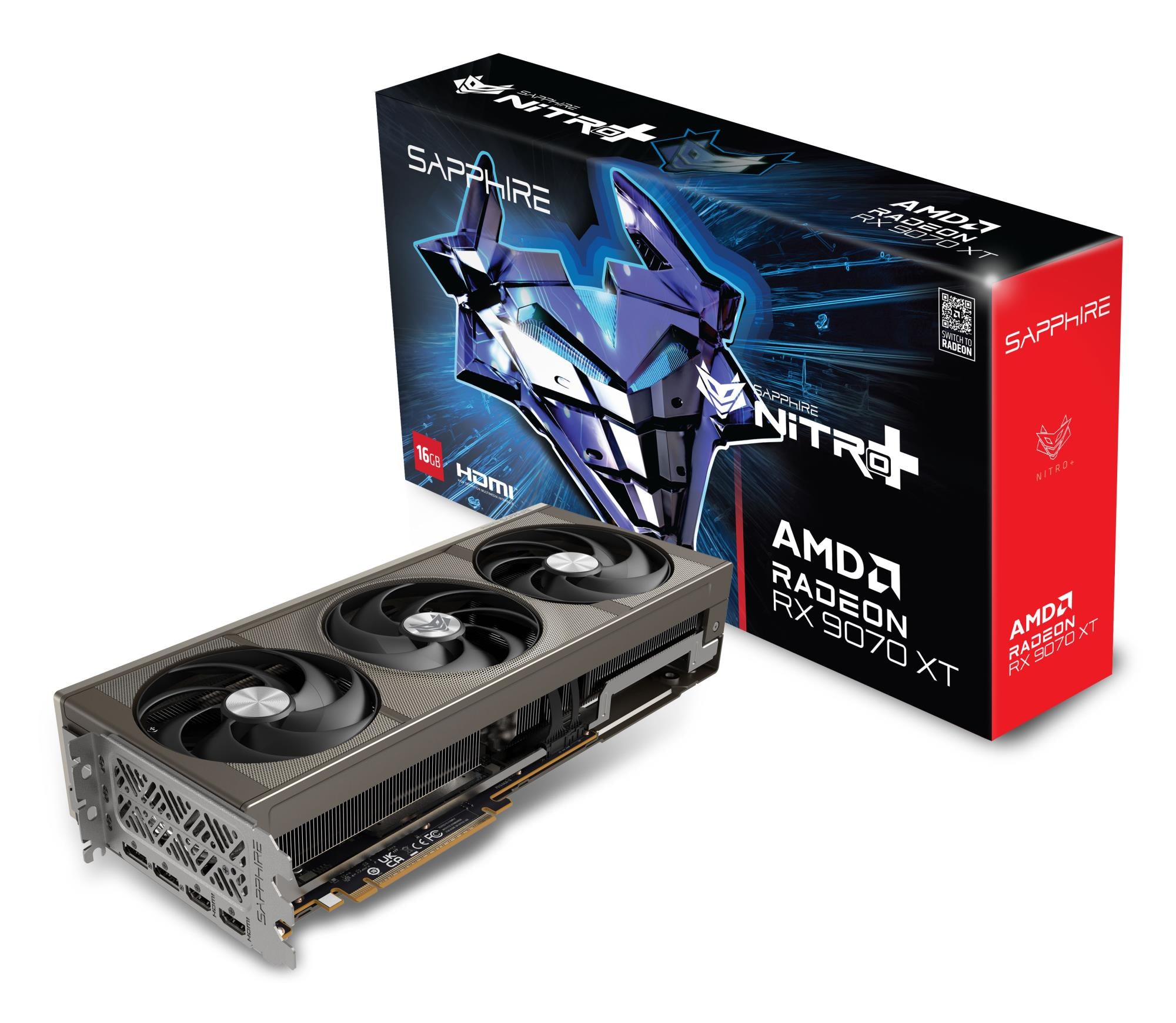 Graphics Card SAPPHIRE AMD Radeon RX 9070 XT 16 GB GDDR6 256 bit PCIE 5.0 16x GPU 2520 MHz Triple slot Fansink 2xHDMI 2xDisplayPort 11348-01-20G