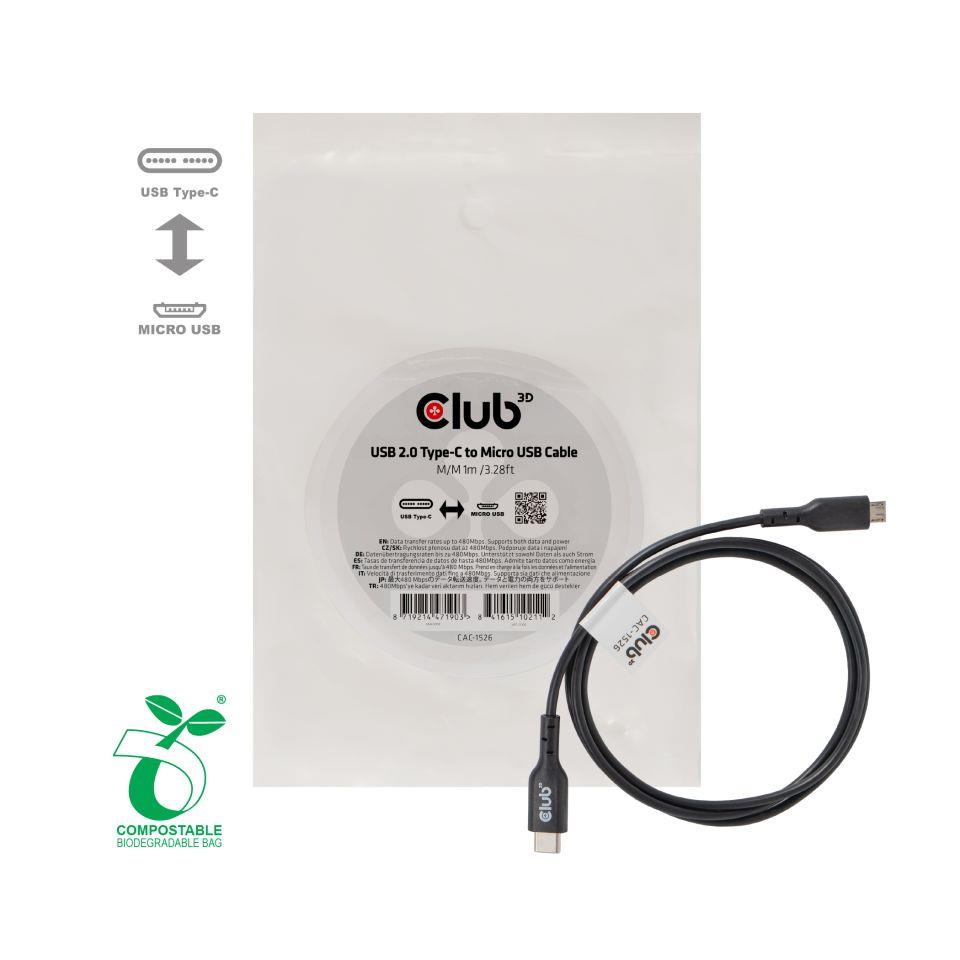 CABLE USB TO MICRO USB 1M/M/M CAC-1526 CLUB3D