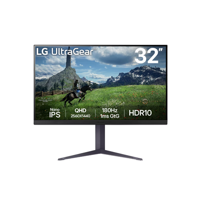 LG | 32GS85Q-B | 32 " | IPS | QHD | 16:9 | 180 Hz | 1 ms | 2560 x 1440 pixels | 350 cd/m² | HDMI ports quantity 2