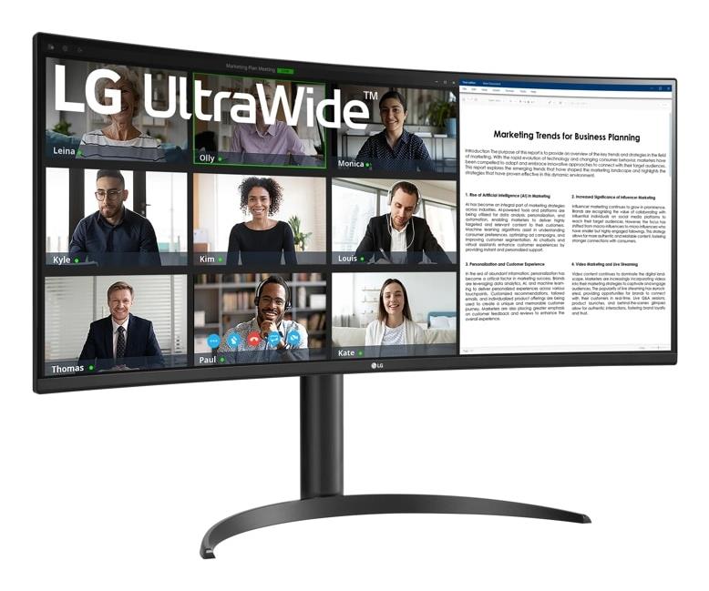 LCD Monitor LG 34WR55QK-B 34" Business/Curved/21 : 9 Panel VA 3440x1440 21:9 100Hz 5 ms Height adjustable Tilt Colour Black 34WR55QK-B