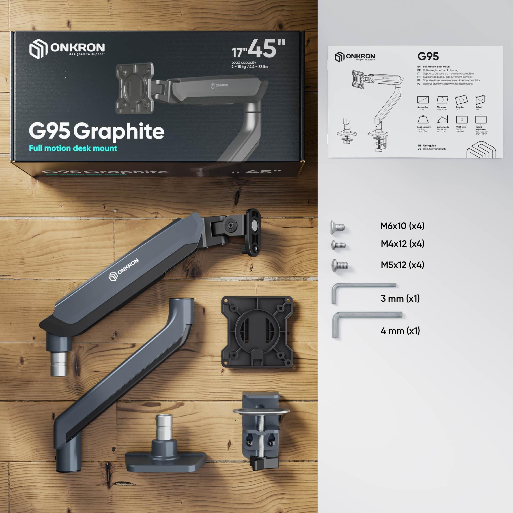 MONITOR ACC DESK MOUNT/17-45" GRAPHITE G95-G ONKRON