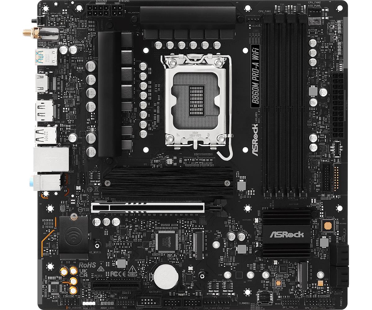 Mainboard ASROCK Intel B860 Express LGA1851 Micro-ATX Memory DDR5 Memory slots 4 B860MPRO-AWIFI