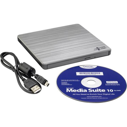 H.L Data Storage | Ultra Slim Portable DVD-Writer | GP60NS60 | Interface USB 2.0 | DVD±R/RW | CD read speed 24 x | CD wr