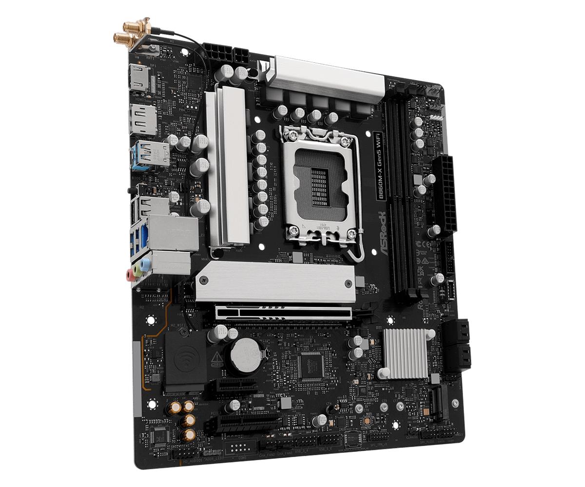 Mainboard ASROCK Intel B860 LGA 1851 (Socket V1) micro ATX RAM DDR5-SDRAM 2xSlots Wi-Fi Yes Bluetooth Yes 1xNumber of M.2 (M) slots B860M-XGEN5WIFI