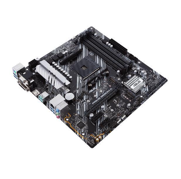 Mainboard ASUS AMD B550 SAM4 MicroATX Memory DDR4 Memory slots 4 2xPCI-Express 3.0 1x 1xPCI-Express 4.0 16x 2xM.2 1x15pin D-sub 1xDVI-D 1xHDMI 6xUSB 3.2 1xPS/2 1xRJ45 3xAudio port PRIMEB550M-A