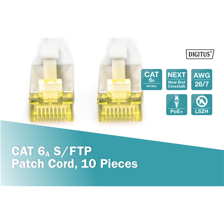 Digitus | CAT 6A S/FTP patch cable, 10 pieces | DK-1644-A-010-10 | S/FTP | Gray
