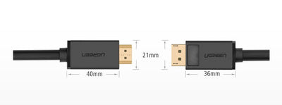 Ugreen unidirectional DisplayPort to HDMI Cable 4K 30Hz 32 AWG 1.5m Black (DP101 10239)