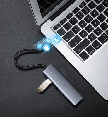 Ugreen USB Type C HUB - 4x USB 3.2 Gen 1 with USB-C power port gray (CM219 70336)