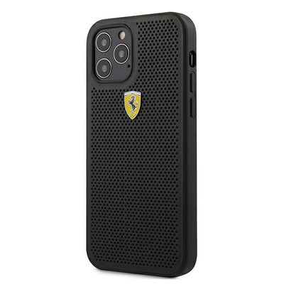 Ferrari FESPEHCP12LBK iPhone 12 Pro Max 6.7" black/black hardcase On Track Perforated