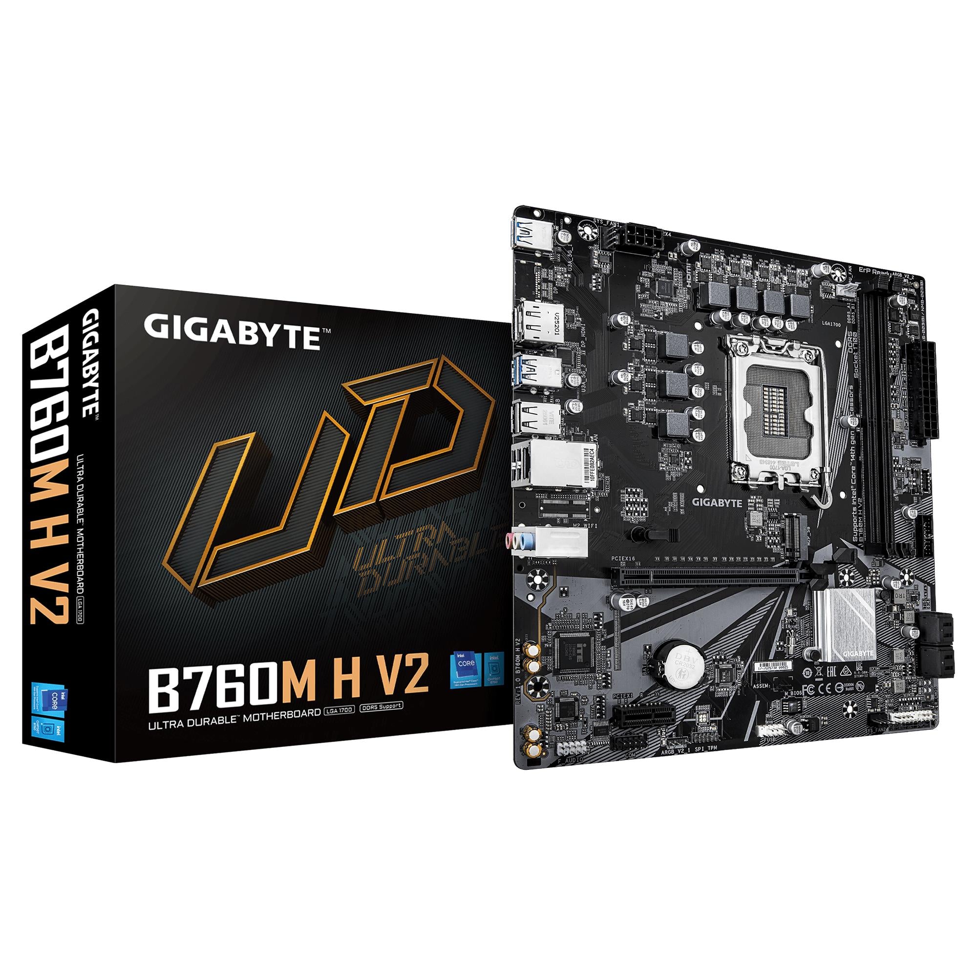Mainboard GIGABYTE Intel B760 Express LGA1700 Micro-ATX Memory DDR5 Memory slots 2 B760MHV21.0