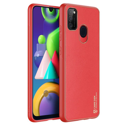 Dux Ducis Yolo elegant case made of soft TPU and PU leather for Samsung Galaxy M30s red