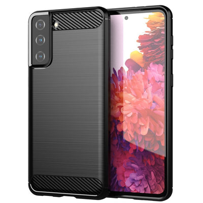 Carbon Case Flexible Cover TPU Case for Samsung Galaxy S21+ 5G (S21 Plus 5G) black — Hurtel
