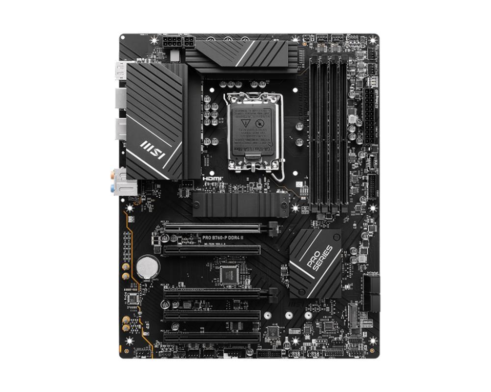 Mainboard MSI Intel B760 Express LGA1700 ATX Memory DDR4 Memory slots 4 5xPCI-Express 5.0 16x 2xM.2 1xHDMI 1xDisplayPort 2xUSB 2.0 2xUSB 3.2 1xUSB-C 1xOptical S/PDIF 1xRJ45 5xAudio port PROB760-PDDR4II
