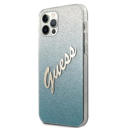Guess GUHCP12MPCUGLSBL iPhone 12/12 Pro 6.1" blue/blue hardcase Glitter Gradient Script