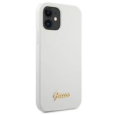 Guess GUHCP12SLSLMGWH iPhone 12 mini 5.4" white/white hardcase Metal Logo Script