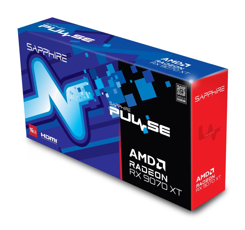 Graphics Card SAPPHIRE AMD Radeon RX 9070 XT 16 GB GDDR6 256 bit PCIE 5.0 16x Triple slot Fansink 2xHDMI 2xDisplayPort 11348-03-20G