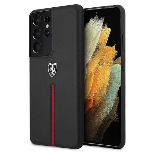 Ferrari FEOSIHCS21LBK S21 Ultra G998 black/black hardcase Off Track Leather Nylon Stripe