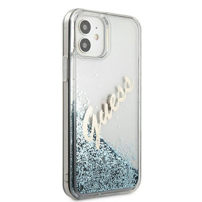 Guess GUHCP12SGLVSBL iPhone 12 mini 5.4" blue/blue hardcase Glitter Vintage Script