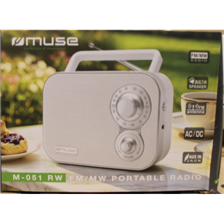 SALE OUT. Muse M-051RW Portable Radio | Muse Portable Radio | M-051RW | AUX in | White | DAMAGED PACKAGING