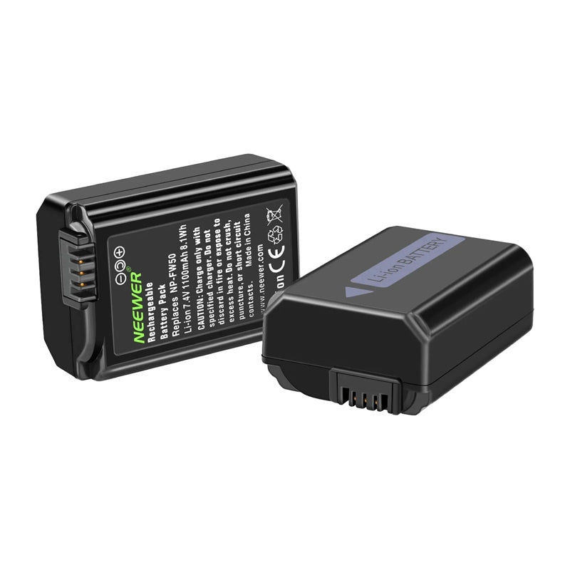 Set of 2 Sony replacement batteries and a NEEWER NP-FW50 charger - Image 2