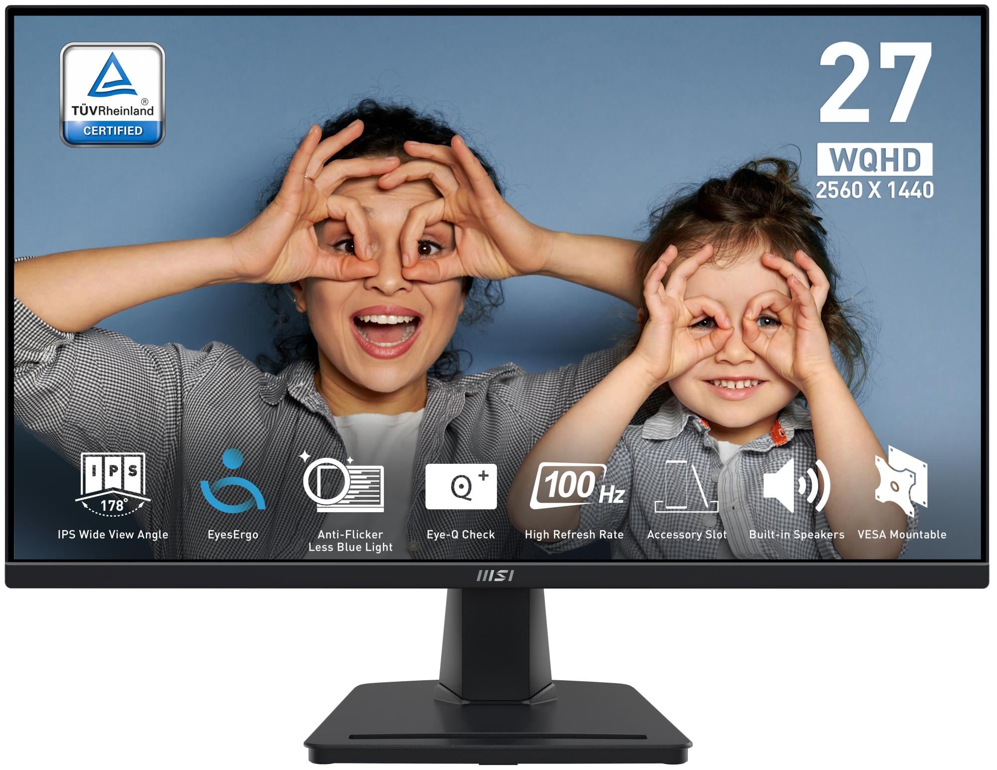 LCD Monitor MSI PRO MP275Q 27" Panel IPS 2560x1440 16:9 100Hz Matte 1 ms Speakers Tilt Colour Black PROMP275Q