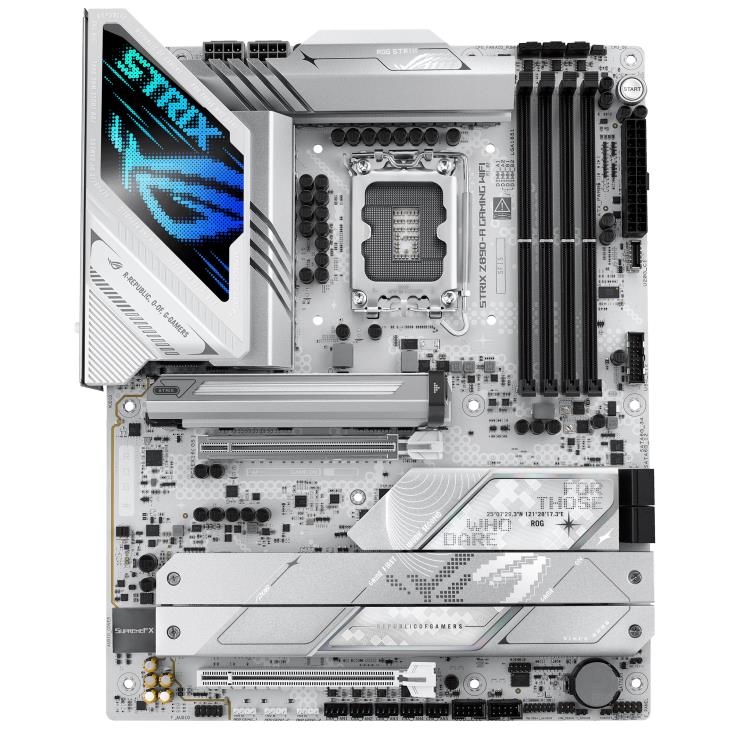 Mainboard ASUS Intel Z890 LGA1851 ATX Memory DDR5 Memory slots 4 1xPCI-Express 4.0 16x 1xPCI-Express 5.0 16x 5xM.2 1xHDMI 1xDisplayPort 1xAudio-In 1xAudio-Out 2xUSB 3.0 5xUSB 3.1 1xUSB-C 2xUSB-C w/Thunderbolt 1xOptical S/PDIF 1xRJ45 ROGSTRIXZ890-AGAMWIFI