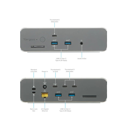 Targus DOCK230EUZ | Thunderbolt 5 Triple Video 8K EcoSmart Dock with 140W EPR