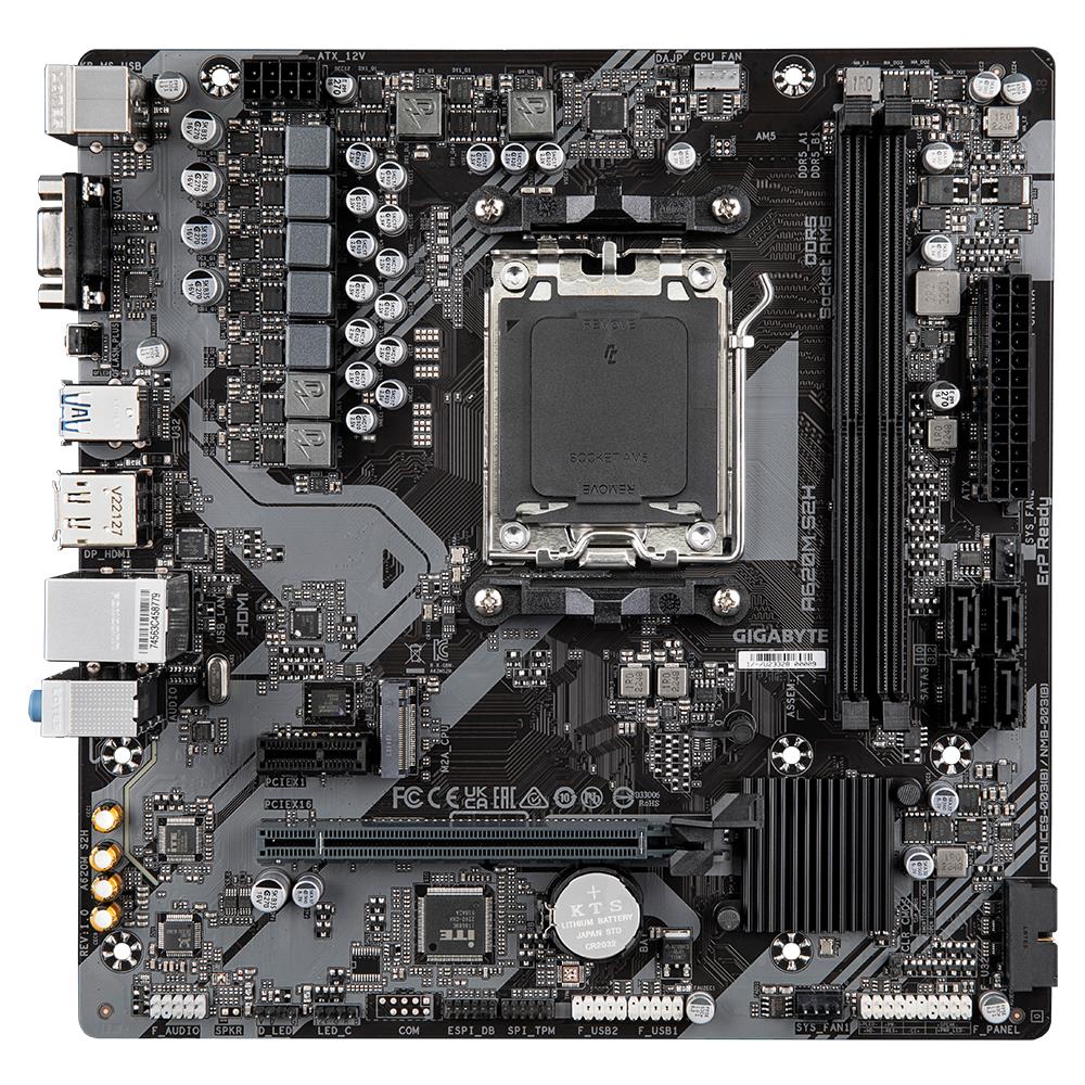 Mainboard GIGABYTE AMD A620 SAM5 Micro-ATX Memory DDR5 Memory slots 2 1xPCI-Express 3.0 1x 1xPCI-Express 4.0 16x 1xM.2 1x15pin D-sub 1xHDMI 1xDisplayPort 4xUSB 2.0 2xUSB 3.2 1xPS/2 1xRJ45 3xAudio port A620MS2H1.2