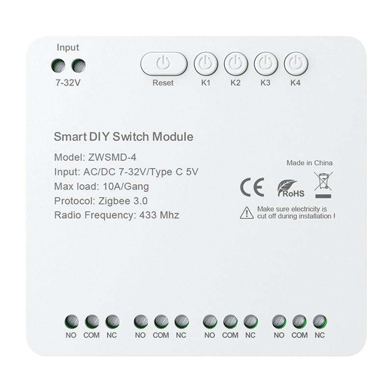 4-channel ZigBee switch module with voltage-free DC 32V contact Avatto ZWSMMD-4-32V - Image 1