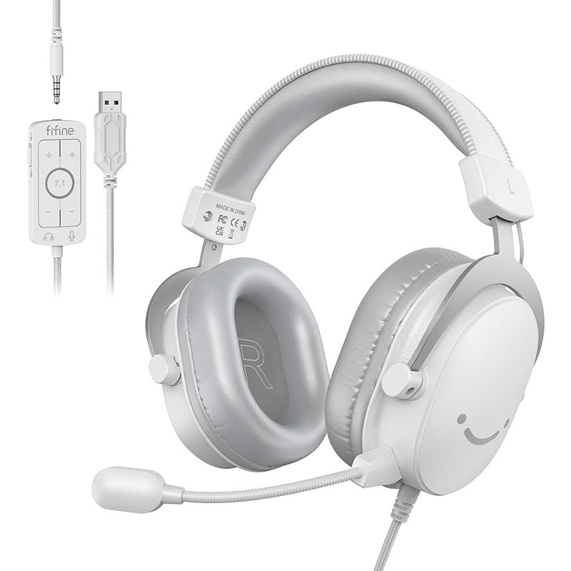 Fifine H9W gaming headphones (white) - Image 1