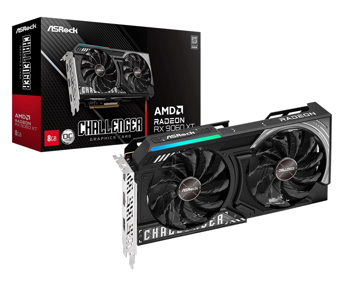 Graphics Card ASROCK AMD Radeon RX 9060 XT 8 GB GDDR6 128 bit PCIE 5.0 16x Dual Slot Fansink RX9060XTCL8GO