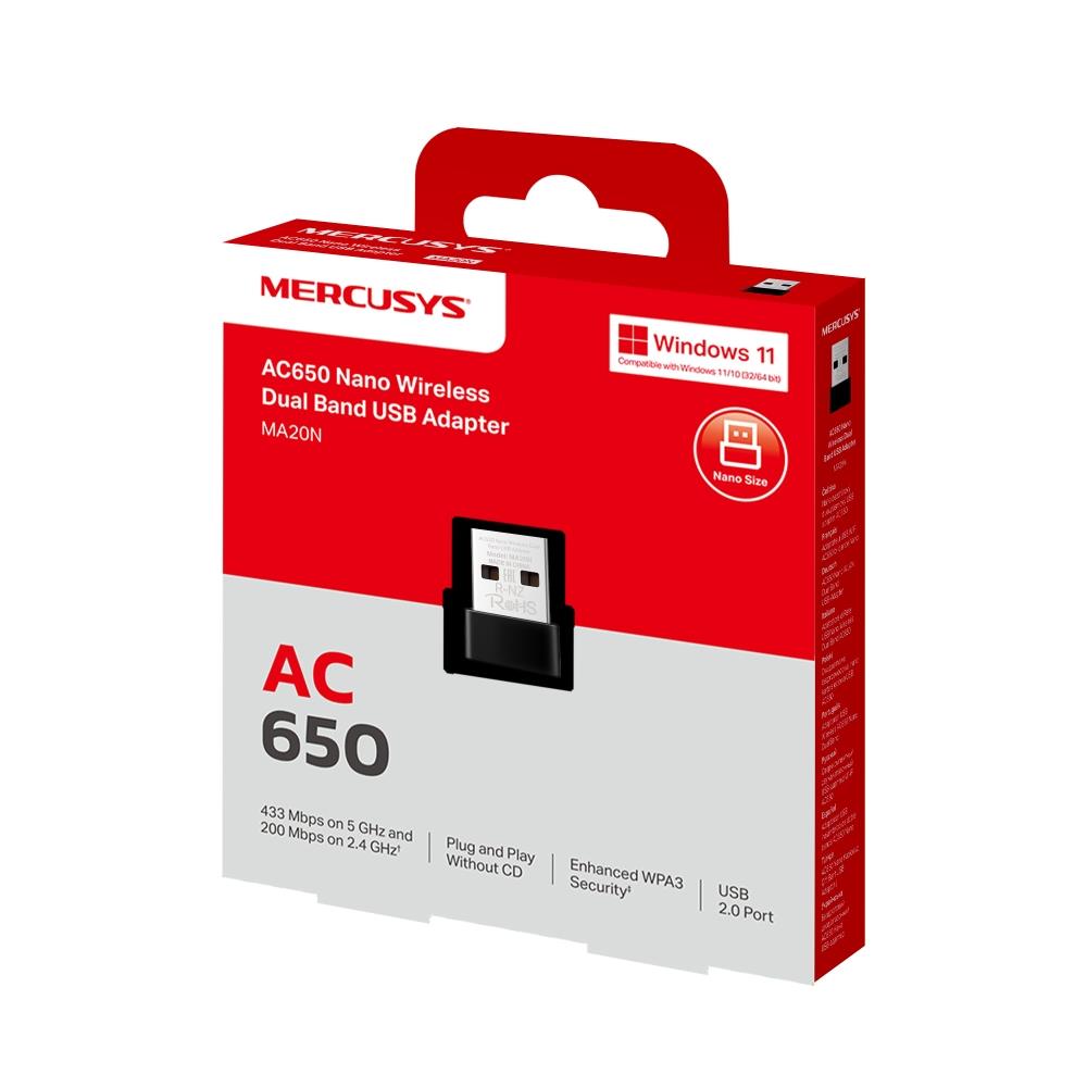 WRL ADAPTER 650MBPS USB NANO/MA20N MERCUSYS
