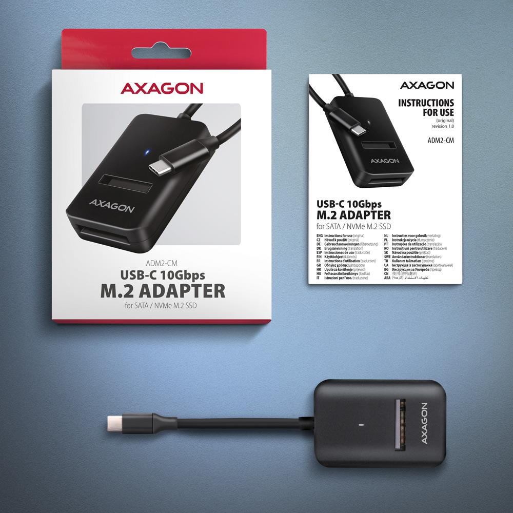 SSD ACC ADAPTER USB-C/M.2/10GBPS 0.1M ADM2-CM AXAGON