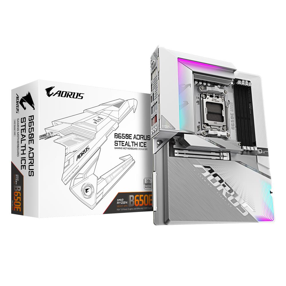 Mainboard GIGABYTE AMD B650 ATX Memory DDR5 Memory slots 4 1xPCI-Express 5.0 16x 3xM.2 1xHDMI 4xUSB 2.0 7xUSB 3.2 1xUSB-C 1xRJ45 3xAudio port B650EASTEALTHICE