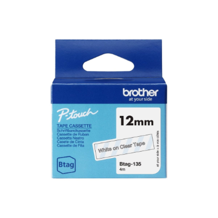 Brother BTAG-135 | White on Clear | Btag