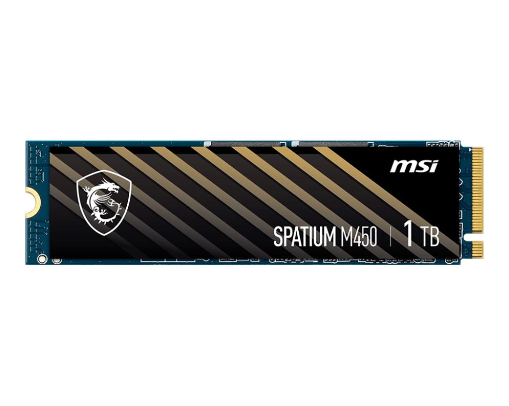 SSD MSI SPATIUM M450 1TB M.2 PCIe Gen4 NVMe 3D NAND Write speed 2400 MBytes/sec Read speed 3400 MBytes/sec 2.15mm TBW 350 TB MTBF 1500000 hours S78-440L0M0-P83