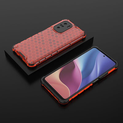 Honeycomb Case armor cover with TPU Bumper for Xiaomi Redmi K40 Pro+ / K40 Pro / K40 / Poco F3 red — Hurtel
