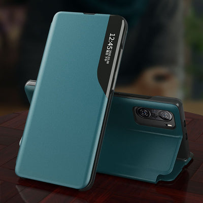 Eco Leather View Case Elegant Flip Cover Case with Stand Function Xiaomi Redmi K40 Pro + / K40 Pro / K40 / Poco F3 Orange — H