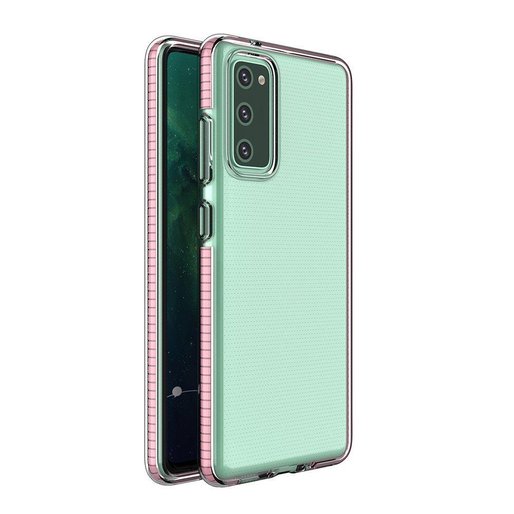 Spring Case clear TPU gel protective cover with colorful frame for Samsung Galaxy A02s EU light pink — Hurtel