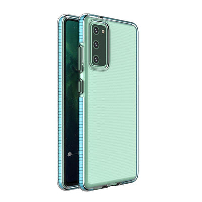 Spring Case clear TPU gel protective cover with colorful frame for Samsung Galaxy A72 4G light blue — Hurtel