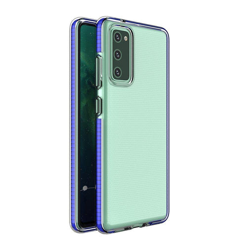 Spring Case clear TPU gel protective cover with colorful frame for Samsung Galaxy A72 4G dark blue — Hurtel