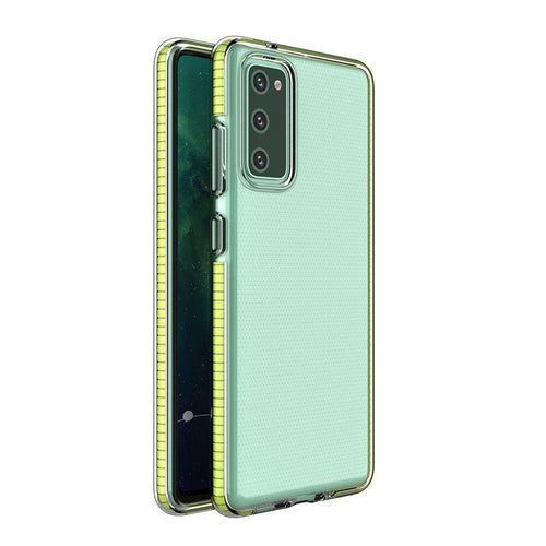 Spring Case clear TPU gel protective cover with colorful frame for Samsung Galaxy A72 4G yellow — Hurtel