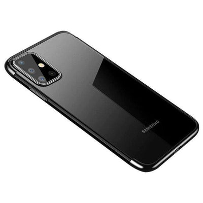 Clear Color Case Gel TPU Electroplating frame Cover for Samsung Galaxy A72 4G black — Hurtel