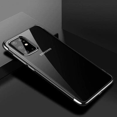 Clear Color Case Gel TPU Electroplating frame Cover for Samsung Galaxy A72 4G black — Hurtel