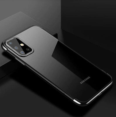 Clear Color Case Gel TPU Electroplating frame Cover for Samsung Galaxy A72 4G black — Hurtel