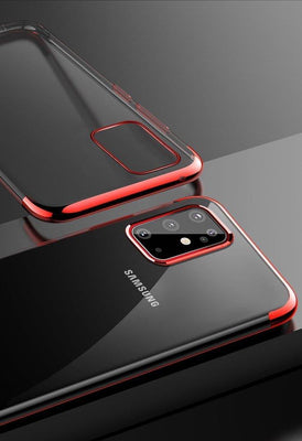 Clear Color Case Gel TPU Electroplating frame Cover for Samsung Galaxy A72 4G black — Hurtel