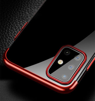 Clear Color Case Gel TPU Electroplating frame Cover for Samsung Galaxy A72 4G black — Hurtel
